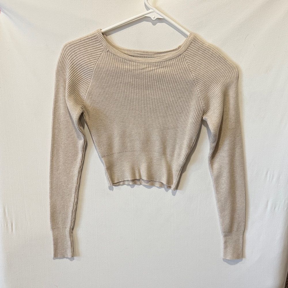 SHEIN Beige Ribbed Knit Crop Top